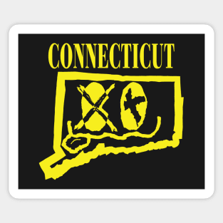 Connecticut Grunge Smiling Face Black Background Sticker